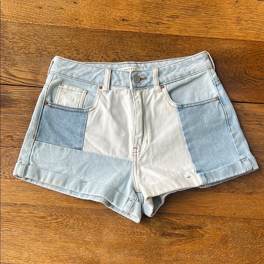 PACSUN Blue and White Jean Shorts Two-Tone Size 26